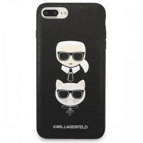 Karl Lagerfeld KLHCI8LSAKICKCBK iPhone 7 Plus | 8 Plus czarny|black hardcase Saffiano Karl&Choupette Head image 3