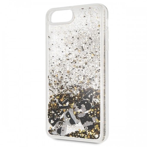 Karl Lagerfeld KLHCI8LROGO iPhone 7|8 Plus czarno-złoty|black & gold hard case Glitter image 3