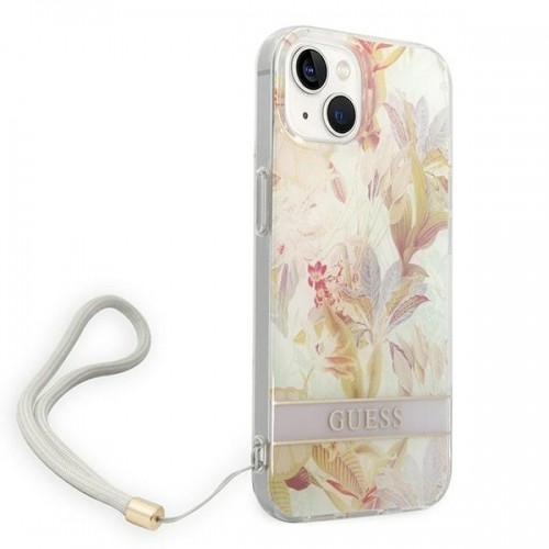 Guess GUOHCP14MHFLSU iPhone 14 Plus 6,7" fioletowy|purple hardcase Flower Strap image 3