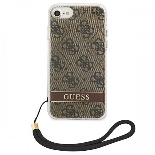 Guess GUOHCI8H4STW iPhone SE 2022 | SE 2020 | 7| 8 brązowy|brown hardcase 4G Print Strap image 3