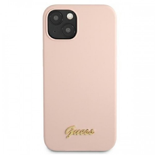Guess GUHMP13MLSLMGLP iPhone 13 6,1" jasnoróżowy|light pink hardcase Silicone Script Gold Logo Magsafe image 3