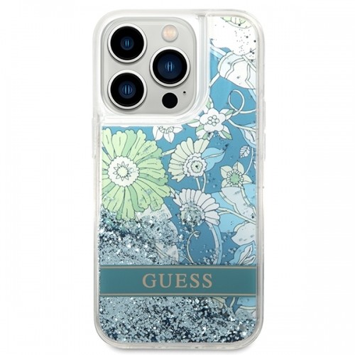 Guess GUHCP14XLFLSN iPhone 14 Pro Max 6,7" zielony|green hardcase Flower Liquid Glitter image 3