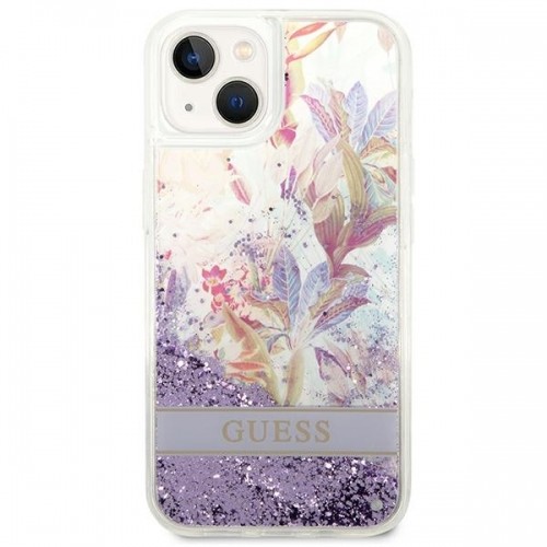 Guess GUHCP14SLFLSU iPhone 14 6,1" fioletowy|purple hardcase Flower Liquid Glitter image 3