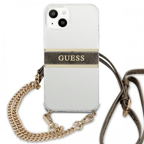 Guess GUHCP13SKC4GBGO iPhone 13 mini 5,4" Transparent hardcase 4G Brown Strap Gold Chain image 3