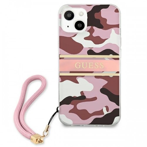 Guess GUHCP13MKCABPI iPhone 13 6,1" różowy|pink hardcase Camo Strap Collection image 3