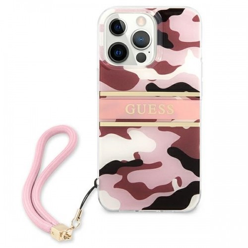 Guess GUHCP13LKCABPI iPhone 13 Pro | 13 6,1" różowy|pink hardcase Camo Strap Collection image 3