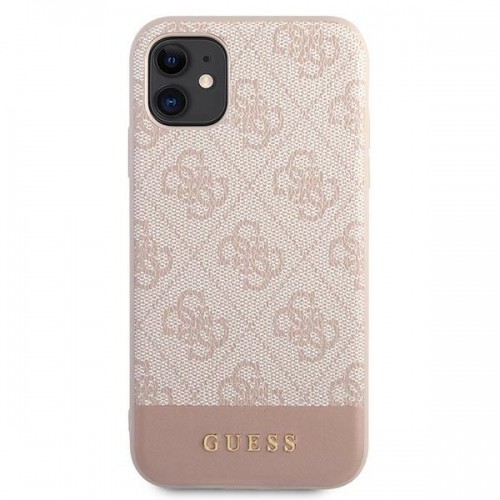 Guess GUHCN61G4GLPI iPhone 11 6,1" | Xr różowy|pink hard case 4G Stripe Collection image 3