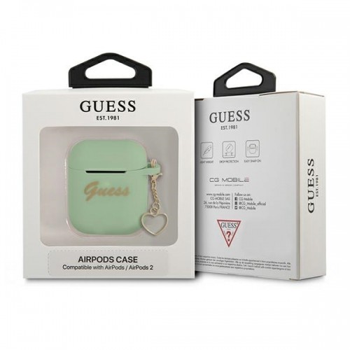 Guess GUA2LSCHSN AirPods cover zielony|green Silicone Charm Heart Collection image 3