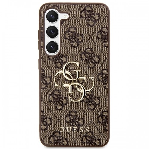 Guess PU 4G Metal Logo Case for Samsung Galaxy S23 Brown image 3