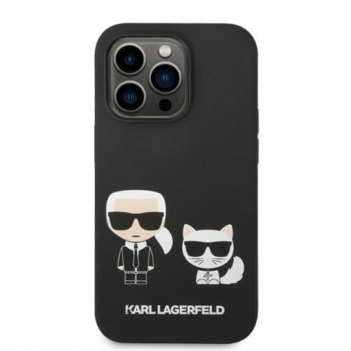 Karl Lagerfeld MagSafe Compatible Case Liquid Silicone Karl and Choupette for iPhone 14 Pro Black image 3