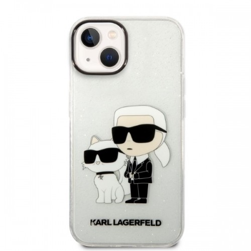 Karl Lagerfeld IML Glitter Karl and Choupette NFT Case for iPhone 14 Plus Transparent image 3
