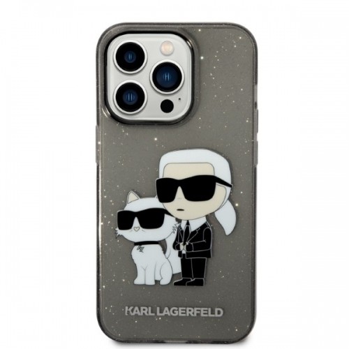 Karl Lagerfeld IML Glitter Karl and Choupette NFT Case for iPhone 14 Pro Black image 3