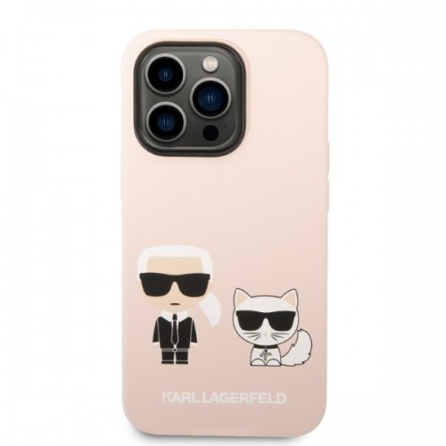 Karl Lagerfeld MagSafe Compatible Case Liquid Silicone Karl and Choupette for iPhone 14 Pro Max Pink image 3