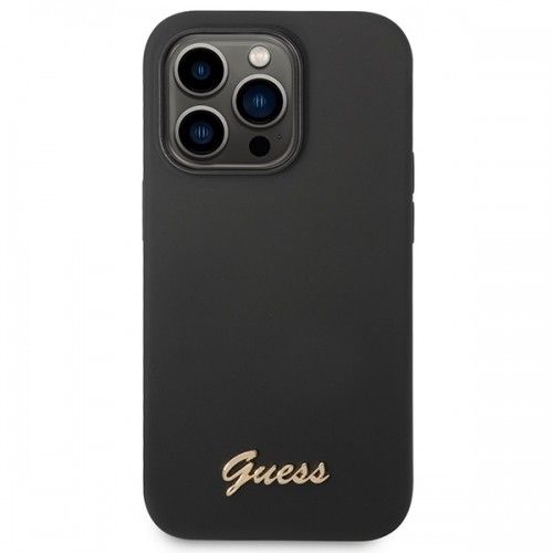 Guess Liquid Silicone Metal Logo Case for iPhone 14 Pro Max Black image 3