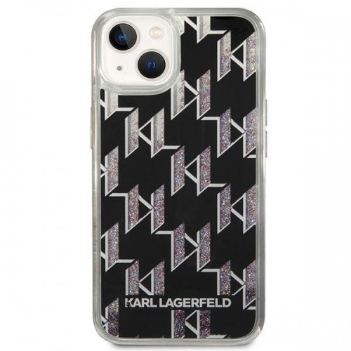 Karl Lagerfeld Monogram Liquid Glitter Case for iPhone 14 Black image 3