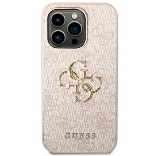 Guess PU 4G Metal Logo Case for iPhone 14 Pro Pink image 3