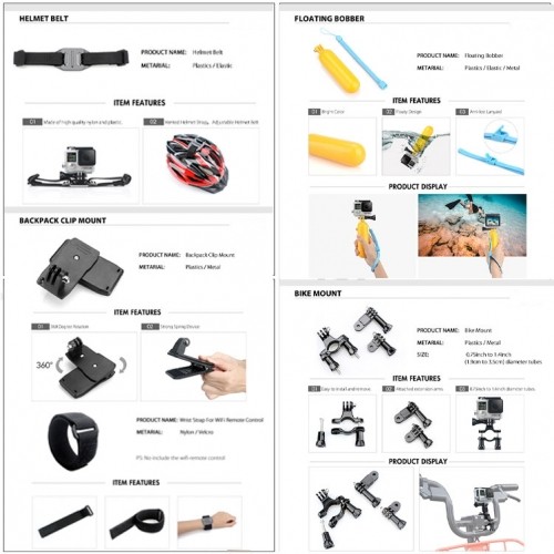 Fusion Accessories Fusion 50 in 1 piederumu komplekts sporta kamerām | GoPro | HERO9 | Xiaomi YI | EKEN | OSMO | MountDog (EVA CASE) V2 image 3