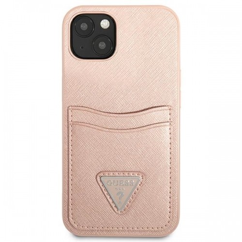 Guess Saffiano Double Card Case for iPhone 13 mini Pink image 3