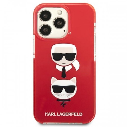 Karl Lagerfeld TPE Karl and Choupette Heads Case for iPhone 13 Pro Red image 3