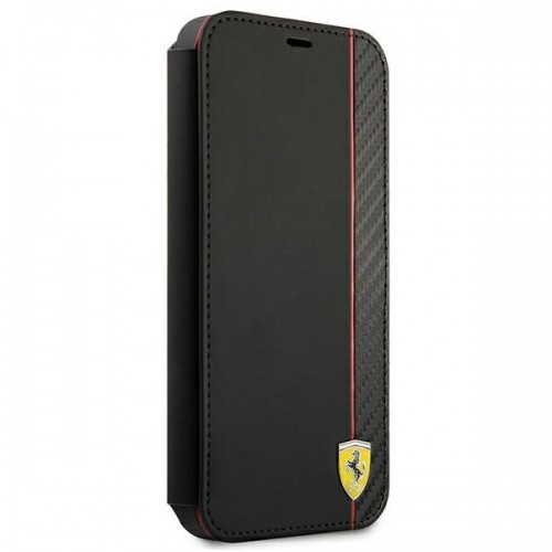 FESAXFLBKP13SBK Ferrari Smooth and Carbon Effect Book Case for iPhone 13 Mini Black image 3