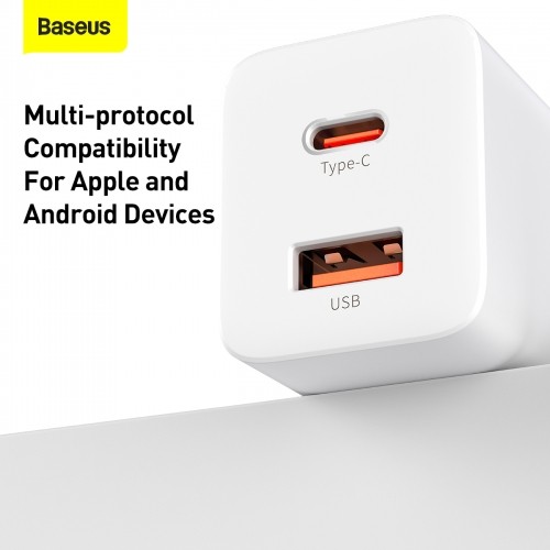 OEM Baseus Super Si Pro Quick Charger USB + USB-C 30W (white) image 3