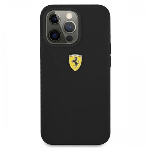 FESSIHCP13XBK Ferrari Liquid Silicone Metal Logo Case for iPhone 13 Pro Max Black image 3