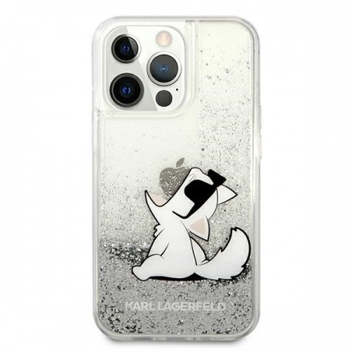KLHCP13XGCFS Karl Lagerfeld Liquid Glitter Choupette Eat Case for iPhone 13 Pro Max Silver image 3