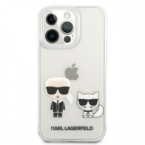 KLHCP13XCKTR Karl Lagerfeld PC|TPU Ikonik Karl and Choupette Case for iPhone 13 Pro Max Transparent image 3