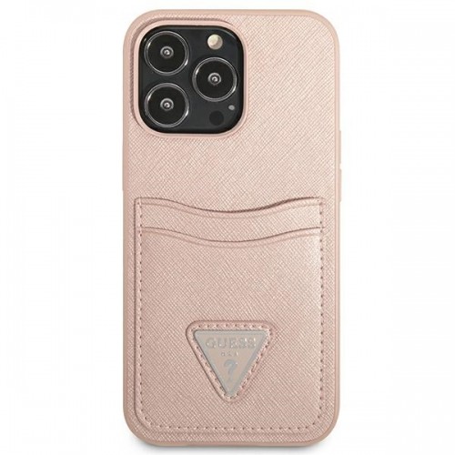 Guess Saffiano Double Card Case for iPhone 13 Pro Pink image 3