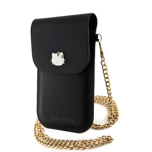 Hello Kitty PU Metal Logo Leather Wallet Phone Bag Black image 3