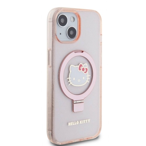 Hello Kitty IML Ringstand Glitter Kitty Head Logo MagSafe Case for iPhone 15 Pink image 3