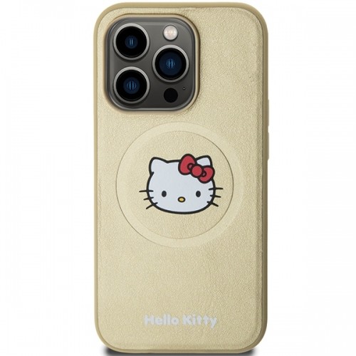 Hello Kitty HKHMP15LPGHCKD iPhone 15 Pro 6.1" złoty|gold hardcase Leather Kitty Head MagSafe image 3