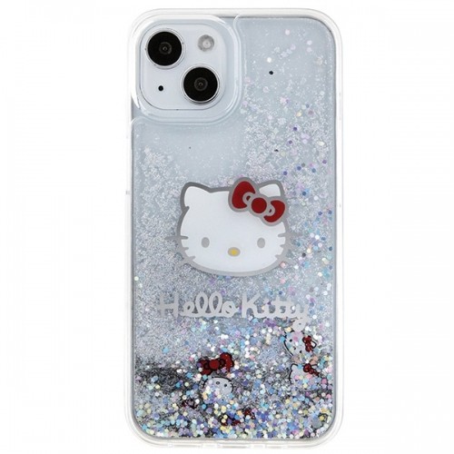 Hello Kitty HKHCP14SLIKHET iPhone 14 6.1" srebrny|silver hardcase Liquid Glitter Charms Kitty Head image 3