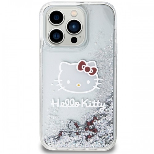 Hello Kitty HKHCP14LLIKHET iPhone 14 Pro 6.1" srebrny|silver hardcase Liquid Glitter Charms Kitty Head image 3