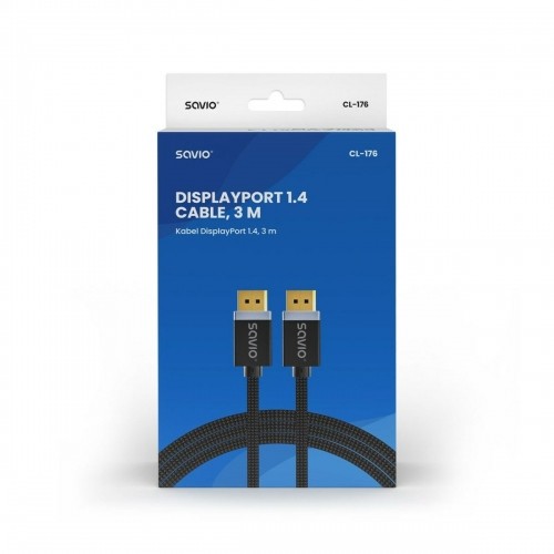 Кабель Displayport Savio CL-176 Чёрный 3 m image 3