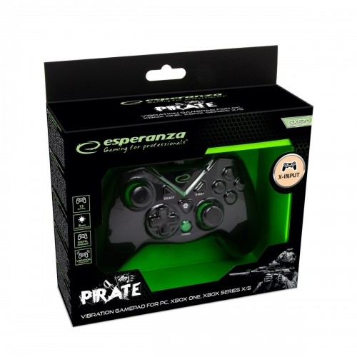 Игровой пульт Esperanza Pirate EGG114K USB 2.0 Чёрный Зеленый Microsoft Xbox One PC Xbox Series X Xbox Series S image 3