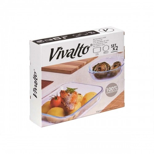 Vivalto Paplāšu Komplekts Caurspīdīgs Borosilikāta glāze 800 ml 1,8 L (6 gb.) image 3