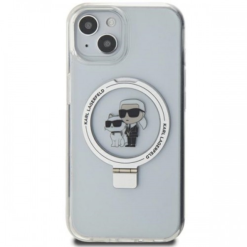 Karl Lagerfeld KLHMP14SHMRSKCH iPhone 14 | 15 | 13 6.1" biały|white hardcase Ring Stand Karl&Choupettte MagSafe image 3