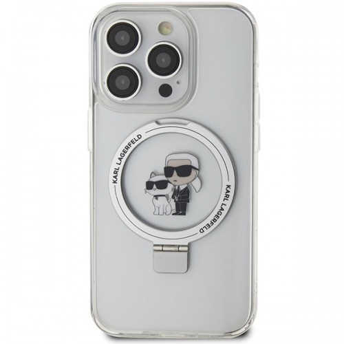 Karl Lagerfeld KLHMP13LHMRSKCH iPhone 13 Pro | 13 6.1" biały|white hardcase Ring Stand Karl&Choupettte MagSafe image 3