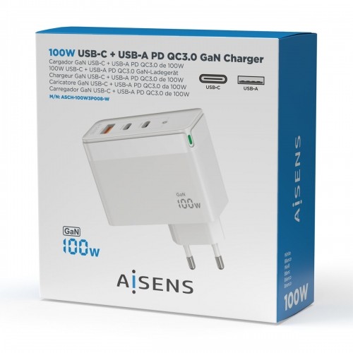 Сетевое зарядное устройство Aisens GAN ASCH-100W3P008-W Белый 100 W image 3