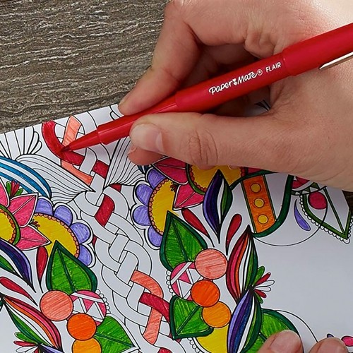 Marker pen/felt-tip pen Paper Mate Flair Medium Red (12 Units) image 3