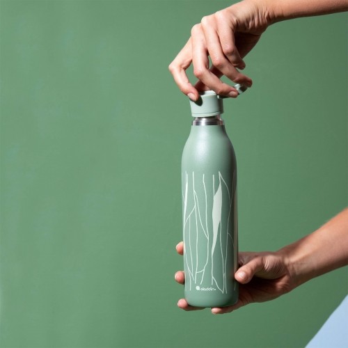 Aladdin Термо бутылка CityLoop Thermavac eCycle Water Bottle 0.6Л, переработанная из нержавеющей стали / серо-зеленая Leaf image 3