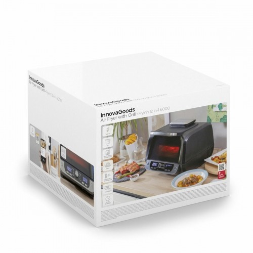 Аэрофритюрница без масла с грилем, аксессуарами и книгой рецептов InnovaGoods Air Fryer Fryinn 12-in-1 6000 Чёрный Сталь 6 L 340 image 3