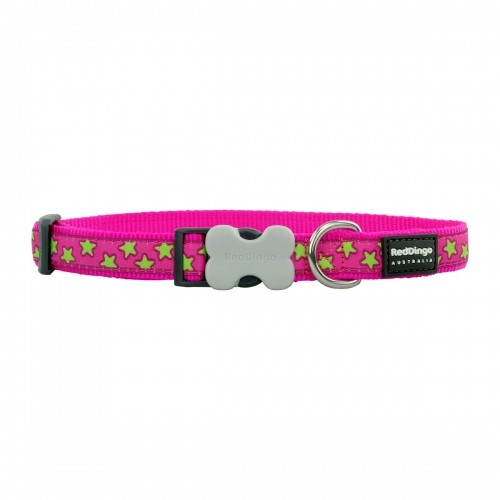 Dog collar Red Dingo STYLE STARS LIME ON HOT PINK 31-47 cm image 3