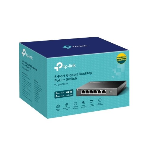 Switch|TP-LINK|TL-SG1006PP|Desktop/pedestal|6x10Base-T / 100Base-TX / 1000Base-T|PoE+ ports 4|TL-SG1006PP image 3