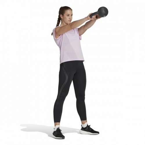 Women’s Short Sleeve T-Shirt Adidas  trainning Floral  Lilac image 3