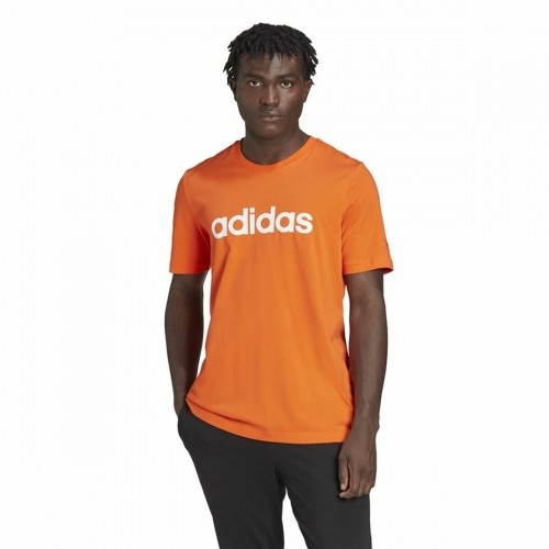 Men’s Short Sleeve T-Shirt Adidas  Essentials Embroidered Linear Orange image 3