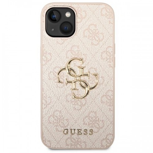 Guess PU 4G Metal Logo Case for iPhone 14 Pink image 3