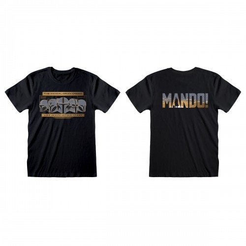 Short Sleeve T-Shirt The Mandalorian Row of Helmets Black Unisex image 3