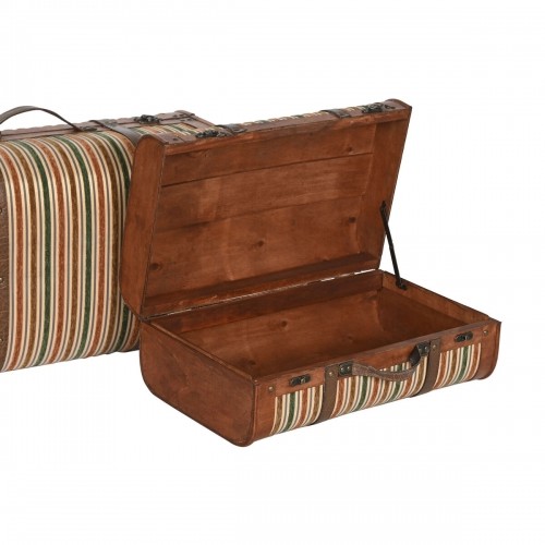 Set of Chests Home ESPRIT Brown Multicolour Wood Canvas Colonial 60 x 24 x 37,5 cm (2 Units) image 3